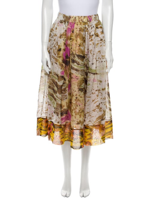 Duro Olowu Floral Print Midi Length Skirt Yellow