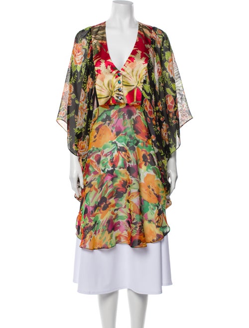 Duro Olowu Floral Print V-Neck Tunic Orange
