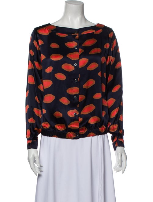 Duro Olowu Printed Bateau Neckline Blouse Blue