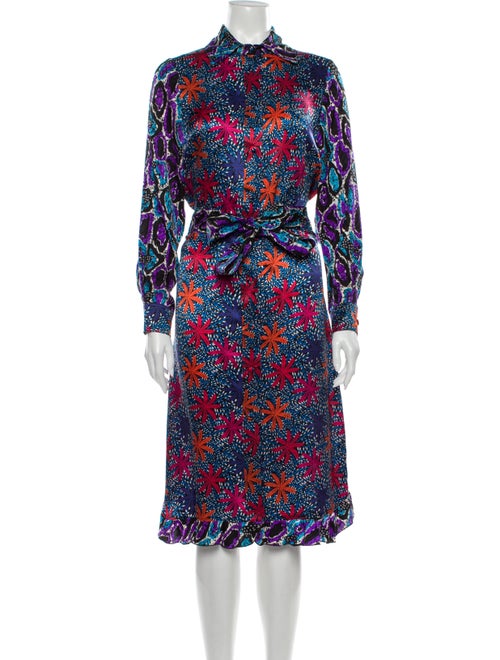 Duro Olowu Silk Midi Length Dress Blue