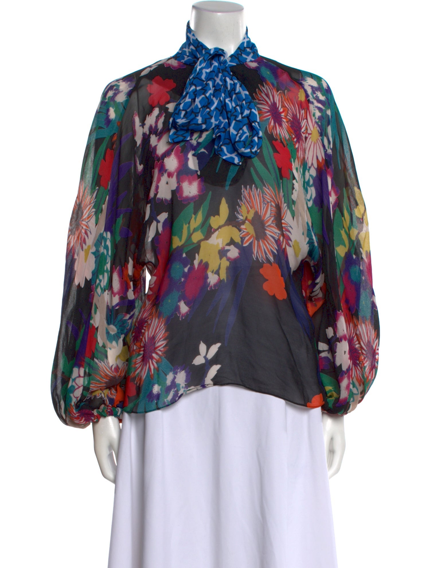Duro Olowu Floral Print Mock Neck Blouse