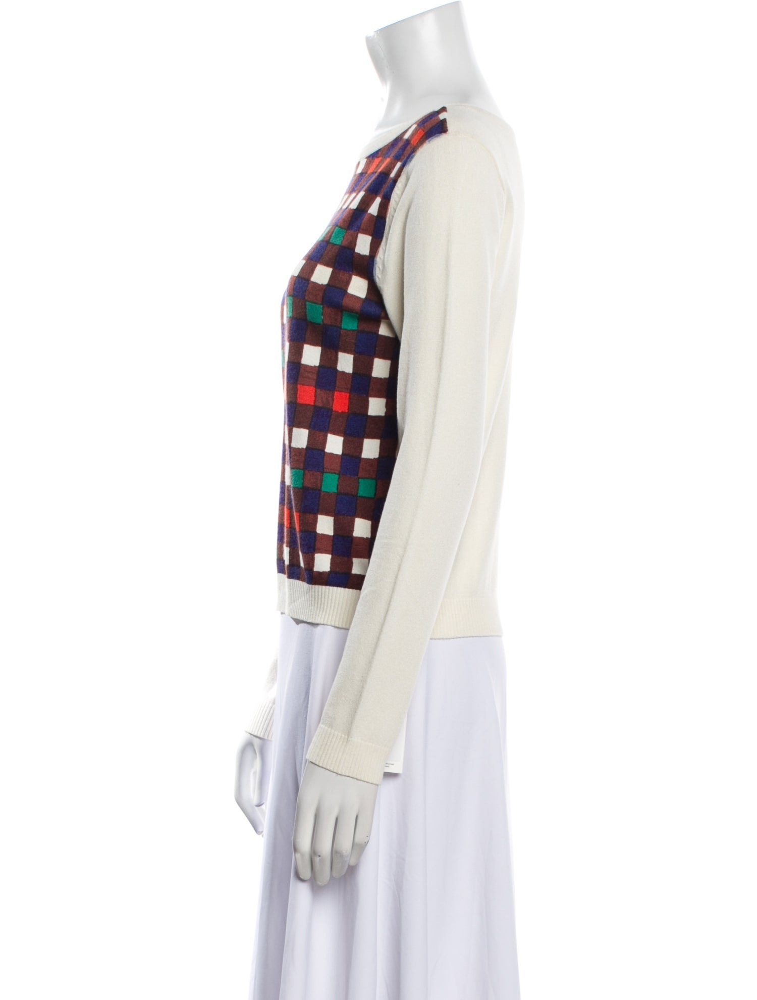 Duro Olowu Plaid Print Bateau Neckline Sweater