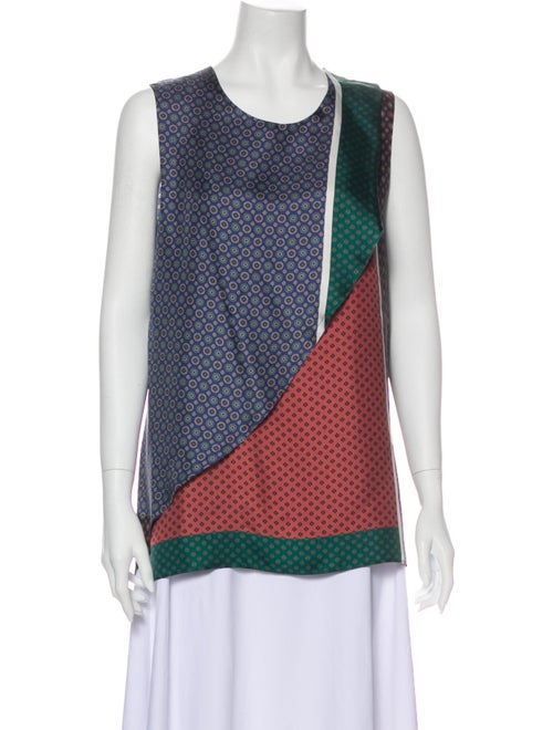 Dusan Silk Printed Top Blue