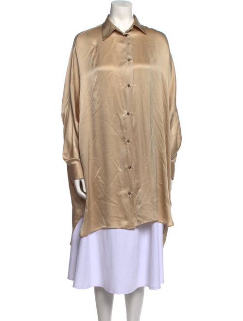 Dusan Silk Long Sleeve Button-Up Top