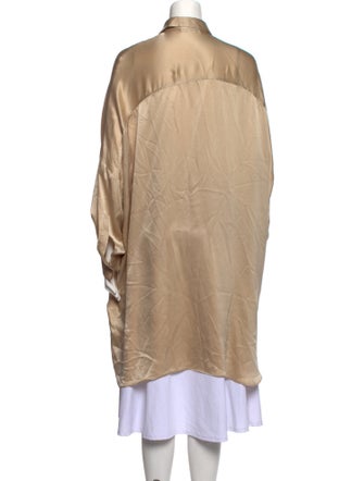 Dusan Silk Long Sleeve Button-Up Top