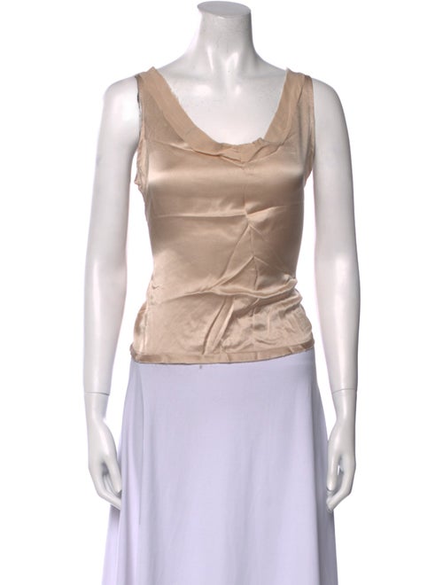 Dusan Silk Scoop Neck Crop Top