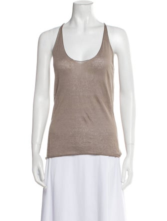 Dusan Linen Scoop Neck Top