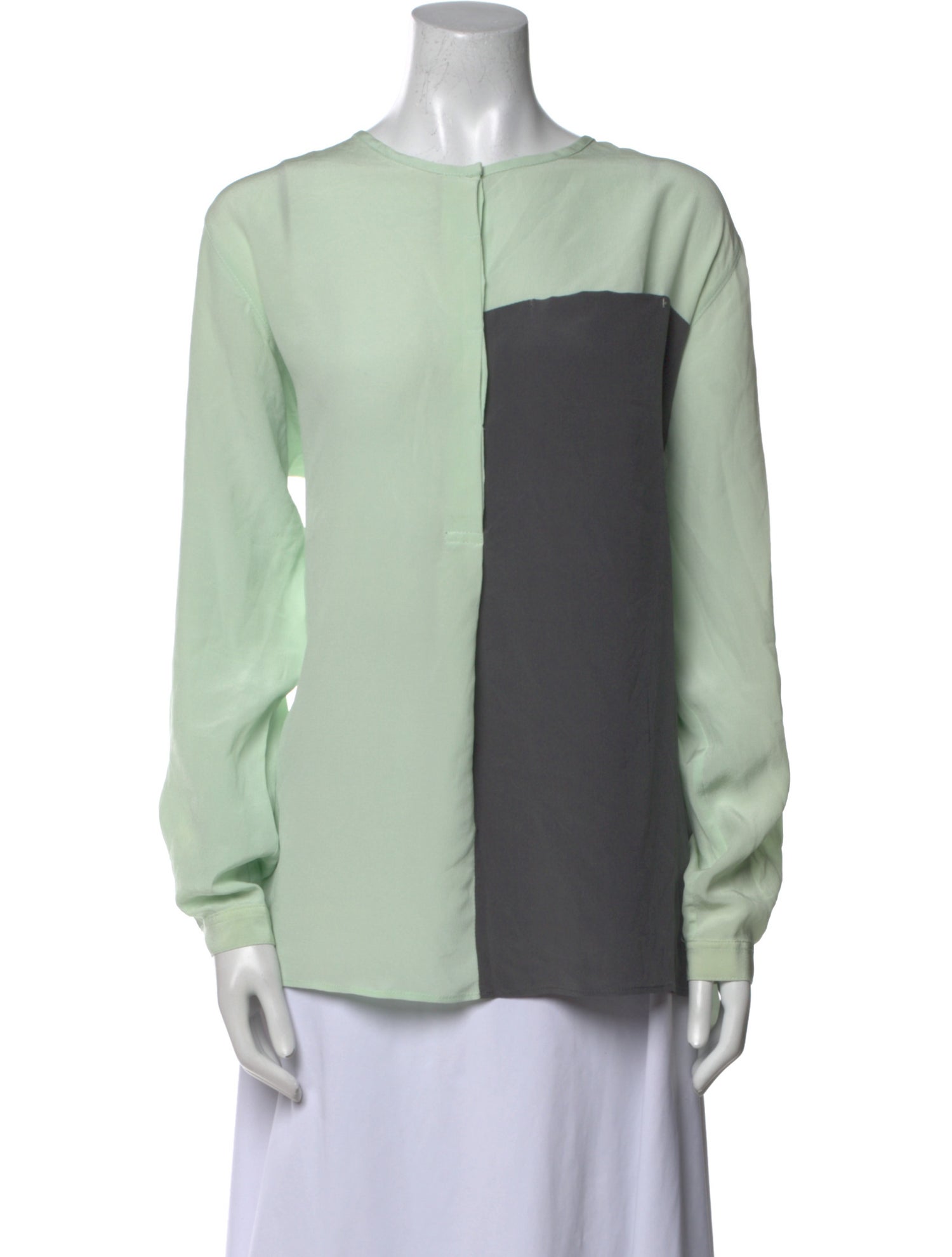 Dusan Silk Colorblock Pattern Blouse