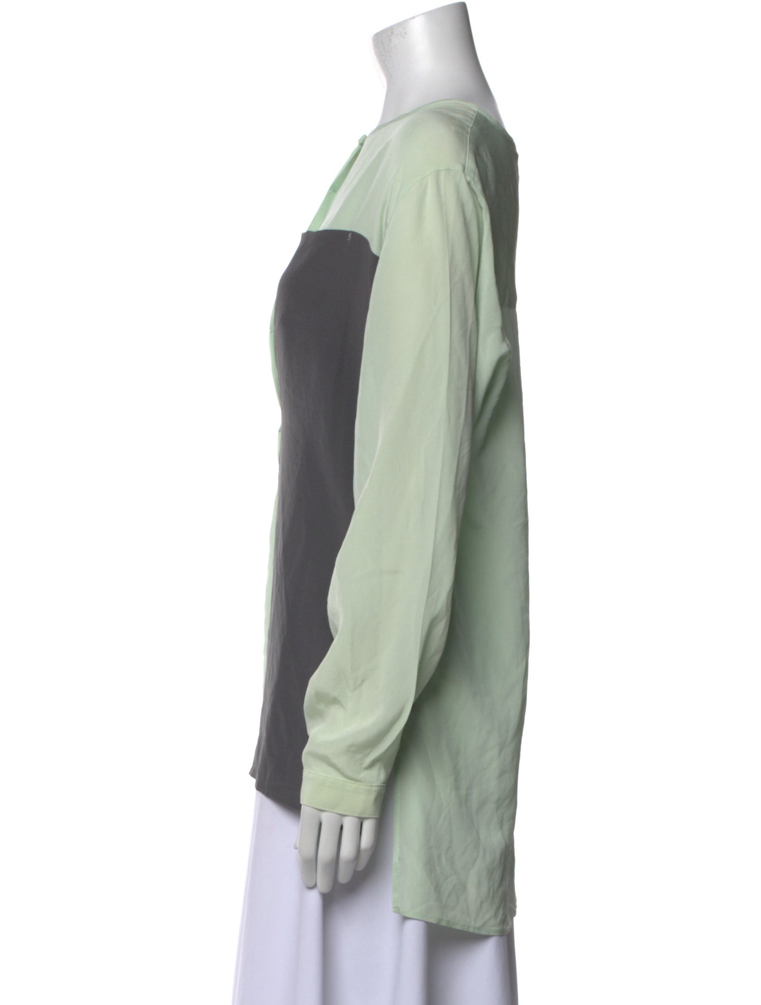 Dusan Silk Colorblock Pattern Blouse