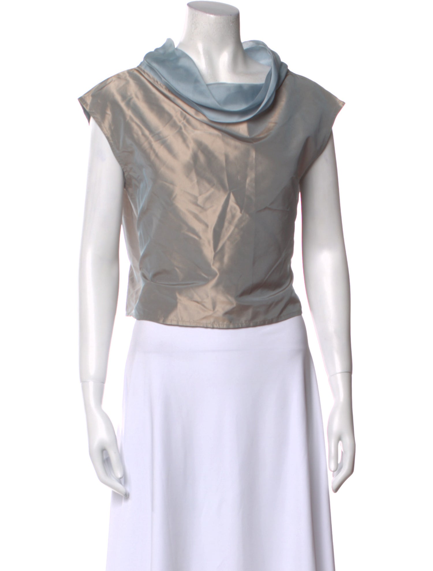 Dusan Silk Cowl Neck Crop Top