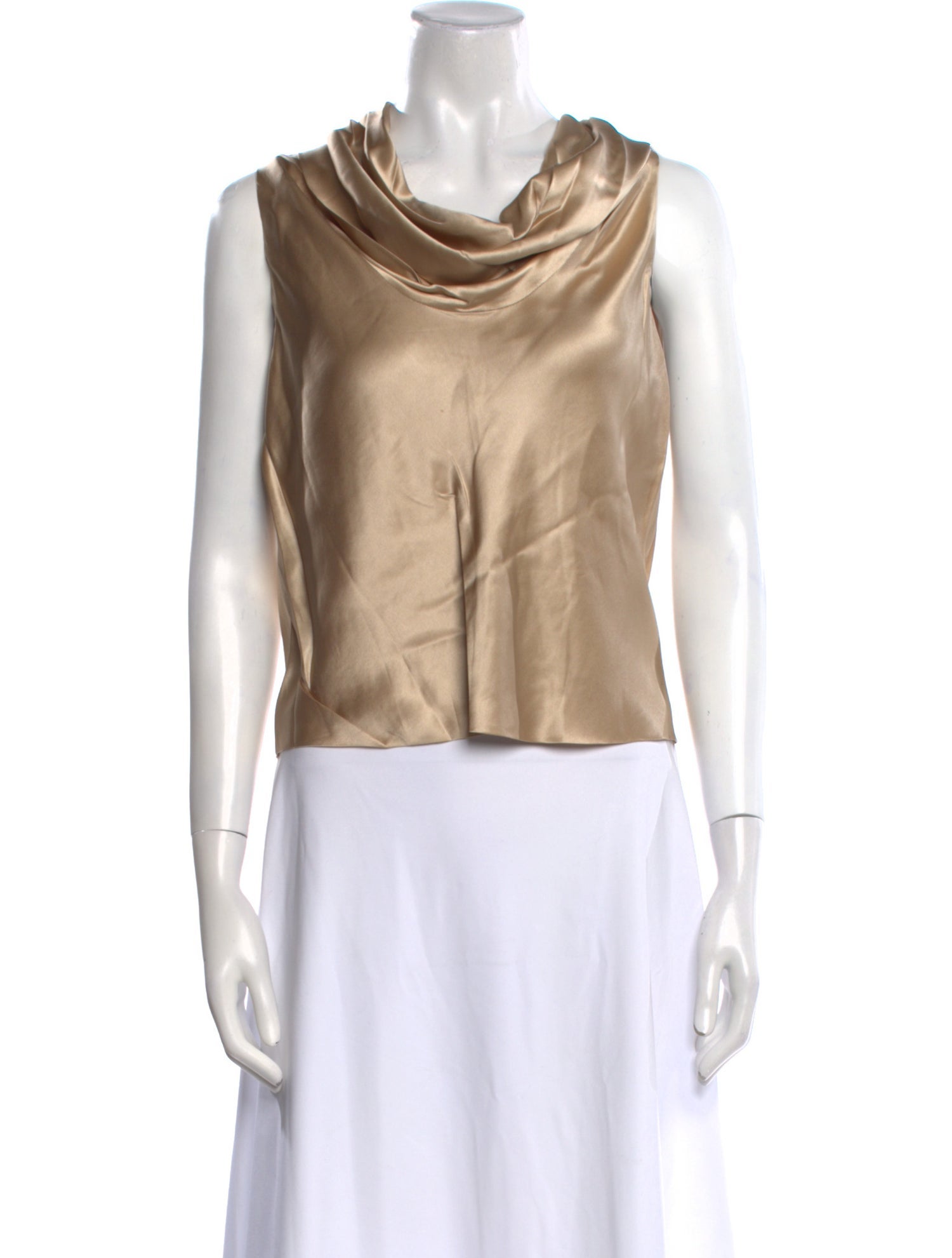 Dusan Silk Cowl Neck Crop Top