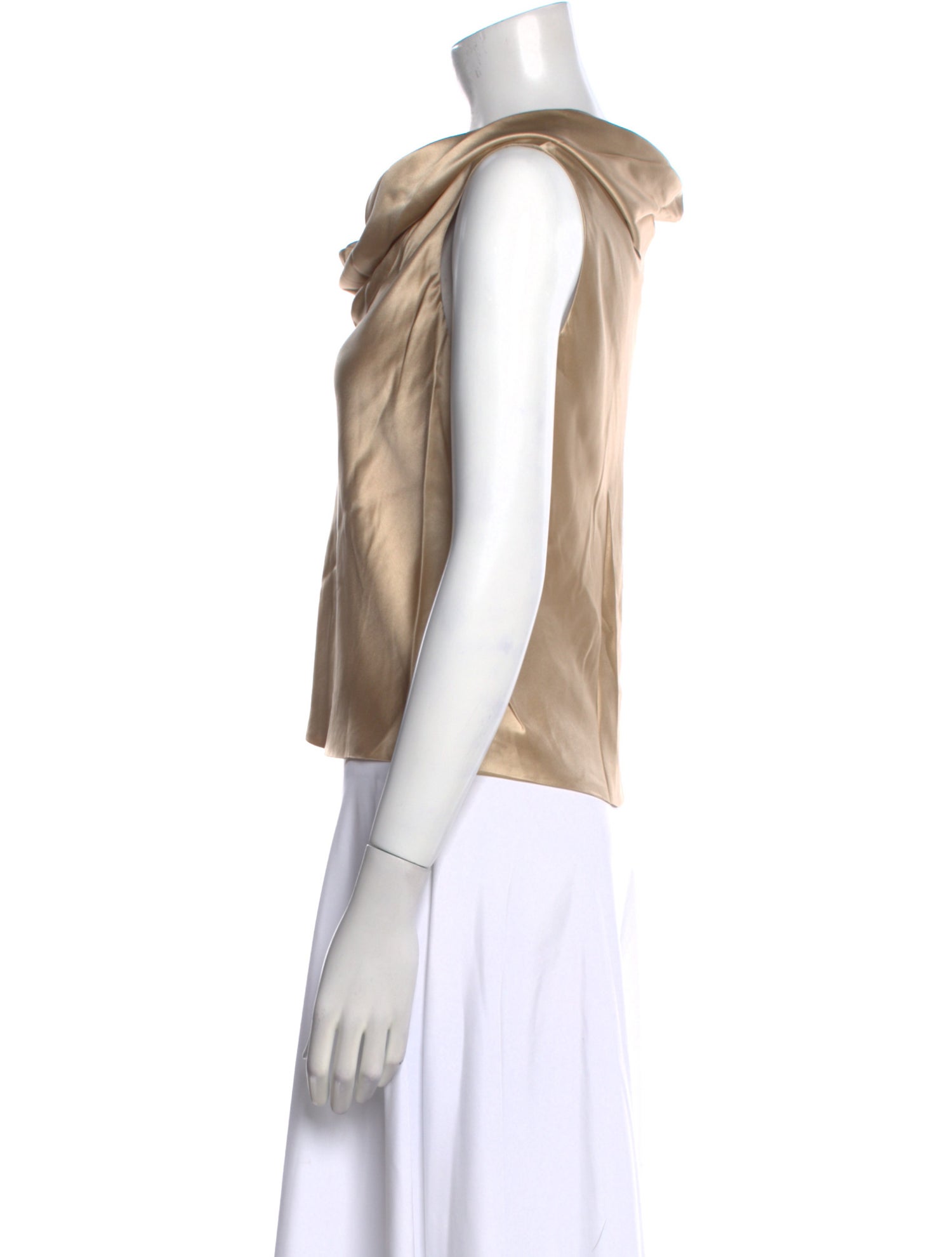 Dusan Silk Cowl Neck Crop Top