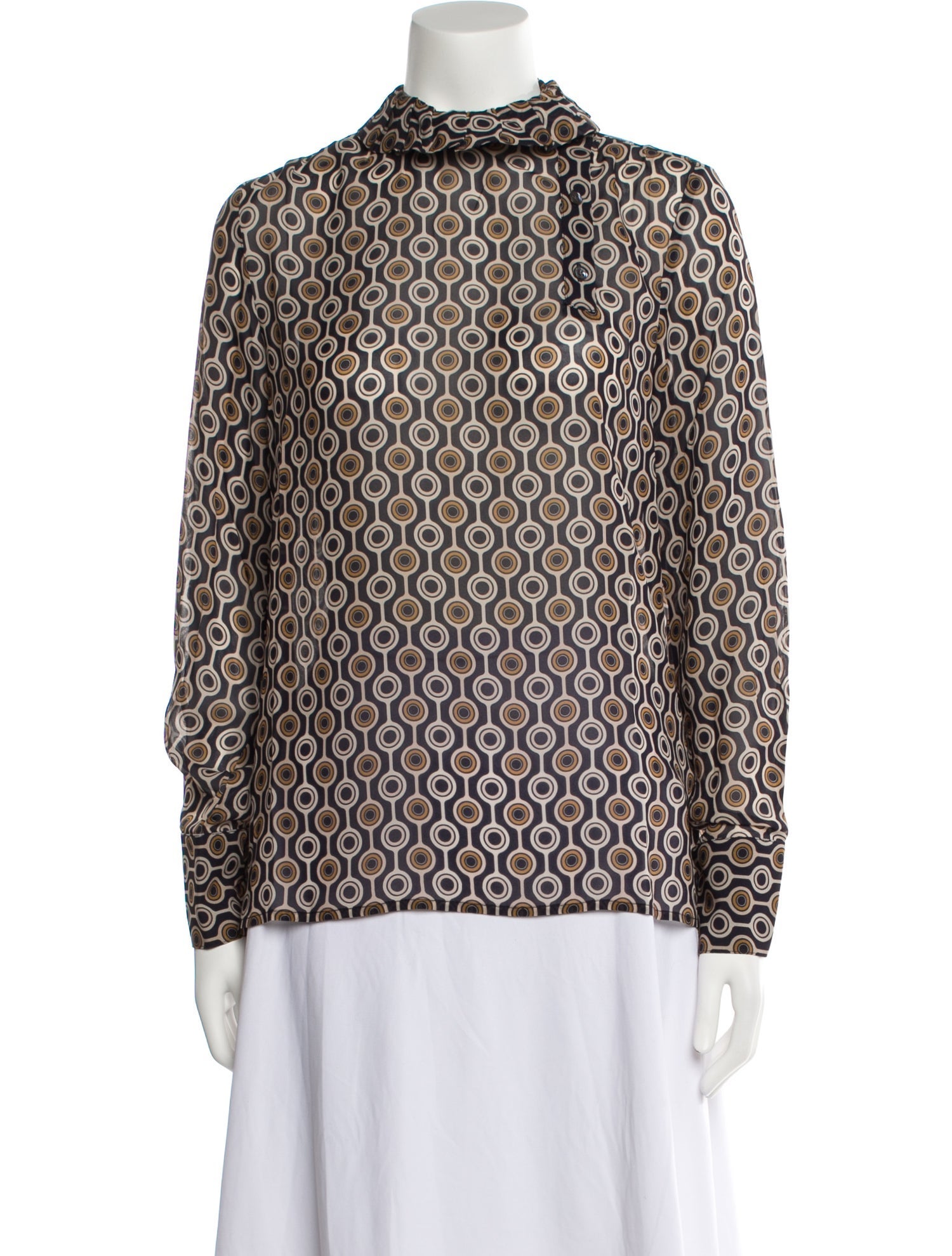 WE-AR4 Printed Mock Neck Blouse w/ Tags
