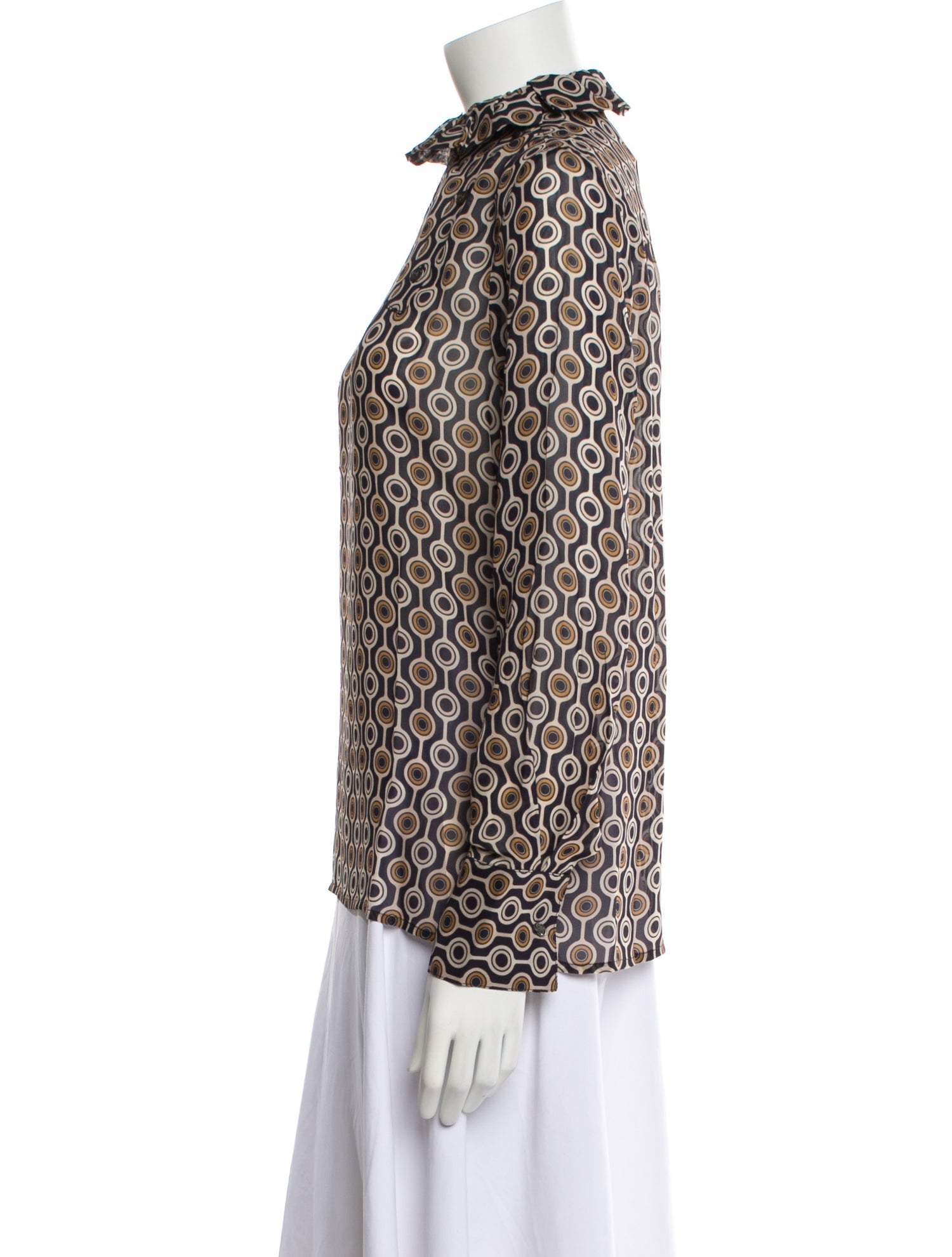 WE-AR4 Printed Mock Neck Blouse w/ Tags