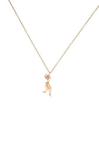 Daniela Villegas 18K Sapphire & Ruby Jurassic Park 25th Anniversary Baby T-Rex Pendant Necklace