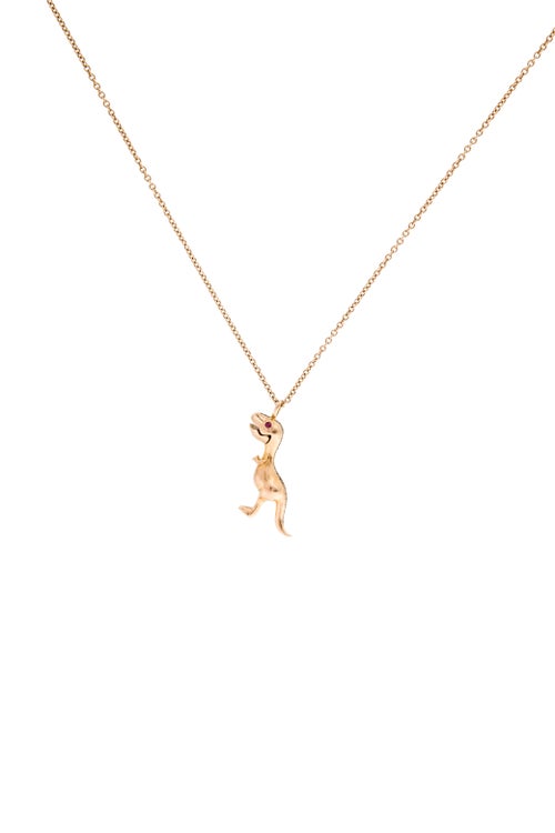 Daniela Villegas 18K Sapphire & Ruby Jurassic Park 25th Anniversary Baby T-Rex Pendant Necklace