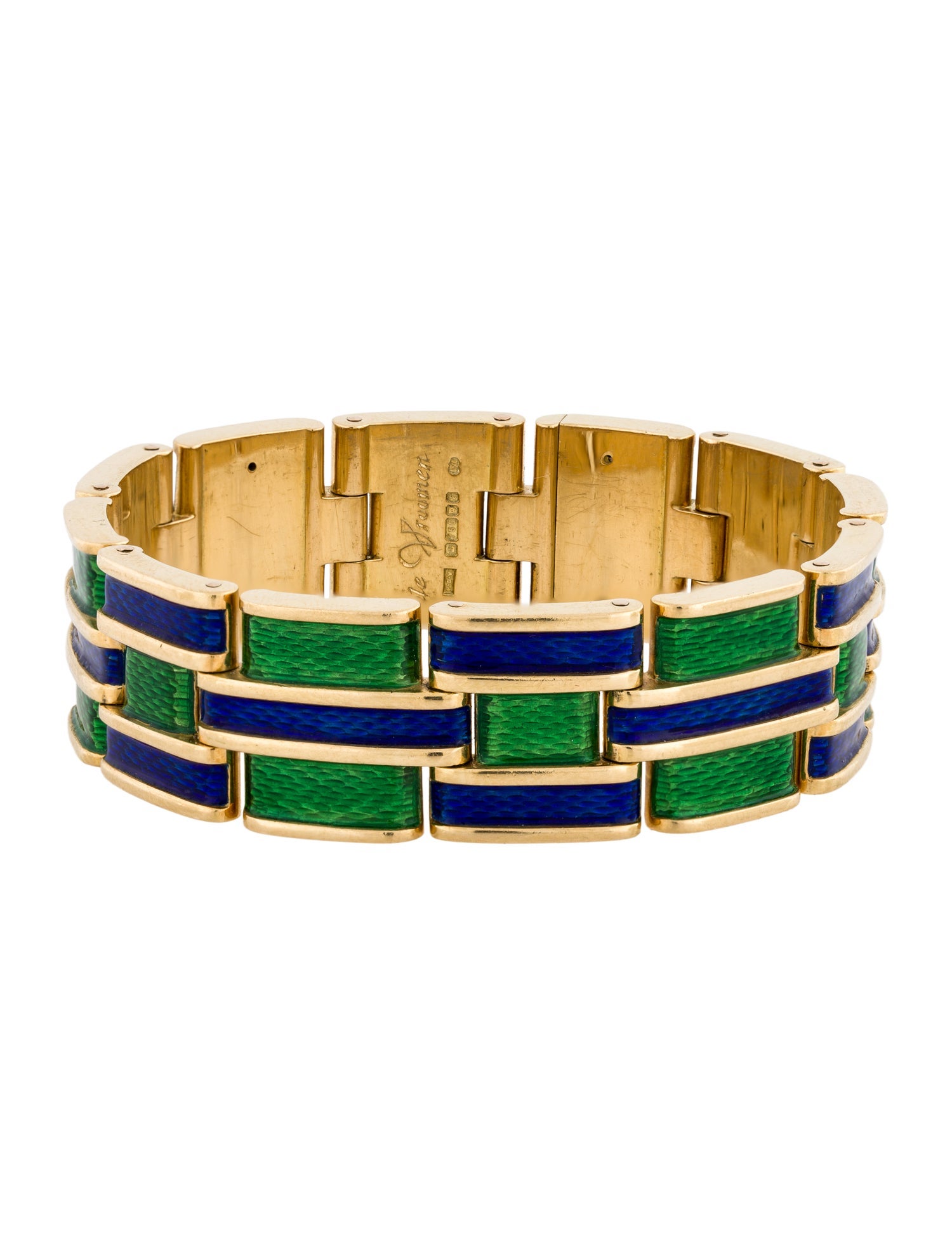 De Vroomen Vintage 18K Enamel Link Bracelet