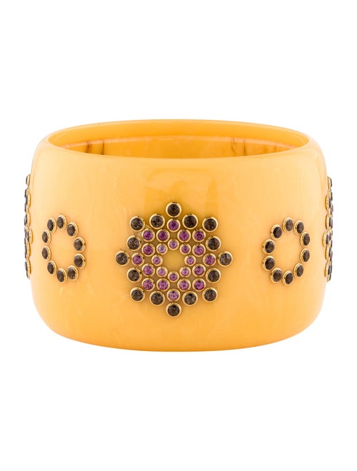 Mark Davis 18K Bakelite, Rhodolite Garnet, & Smoky Quartz Bangle Bracelet