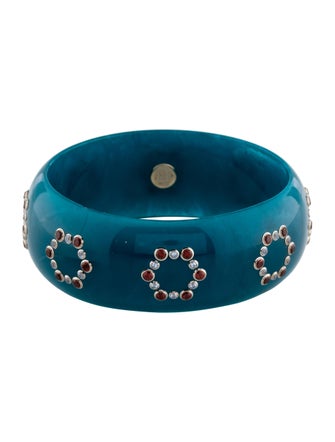 Mark Davis 18K Garnet, Topaz & Bakelite Bangle Bracelet