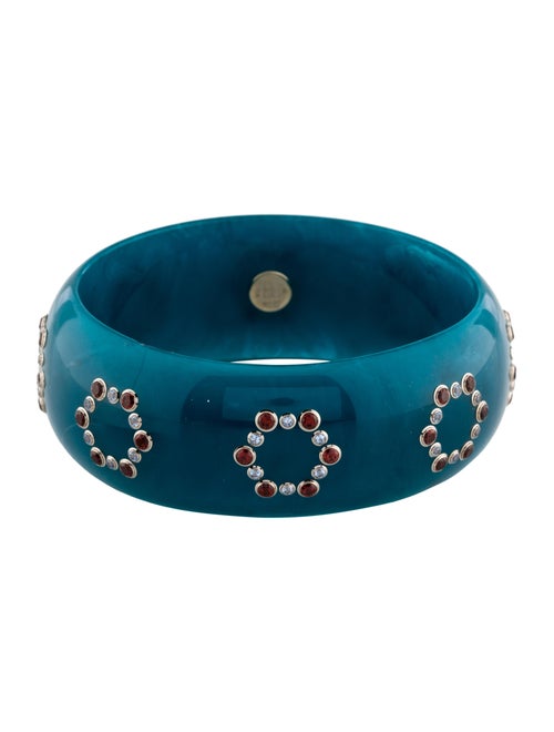 Mark Davis 18K Garnet, Topaz & Bakelite Bangle Bracelet