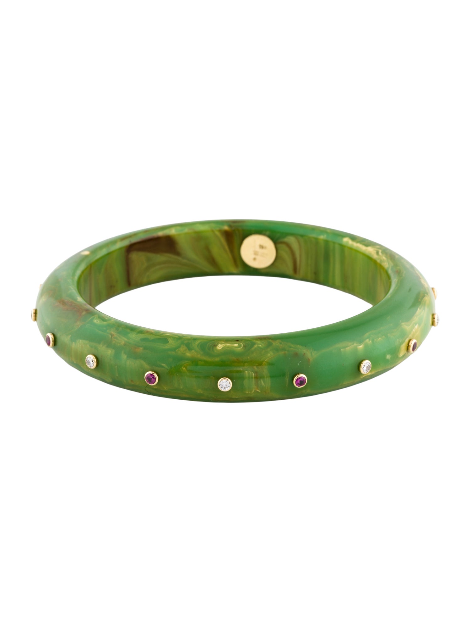 Mark Davis 18K Ruby & Diamond Bakelite Bangle Bracelet