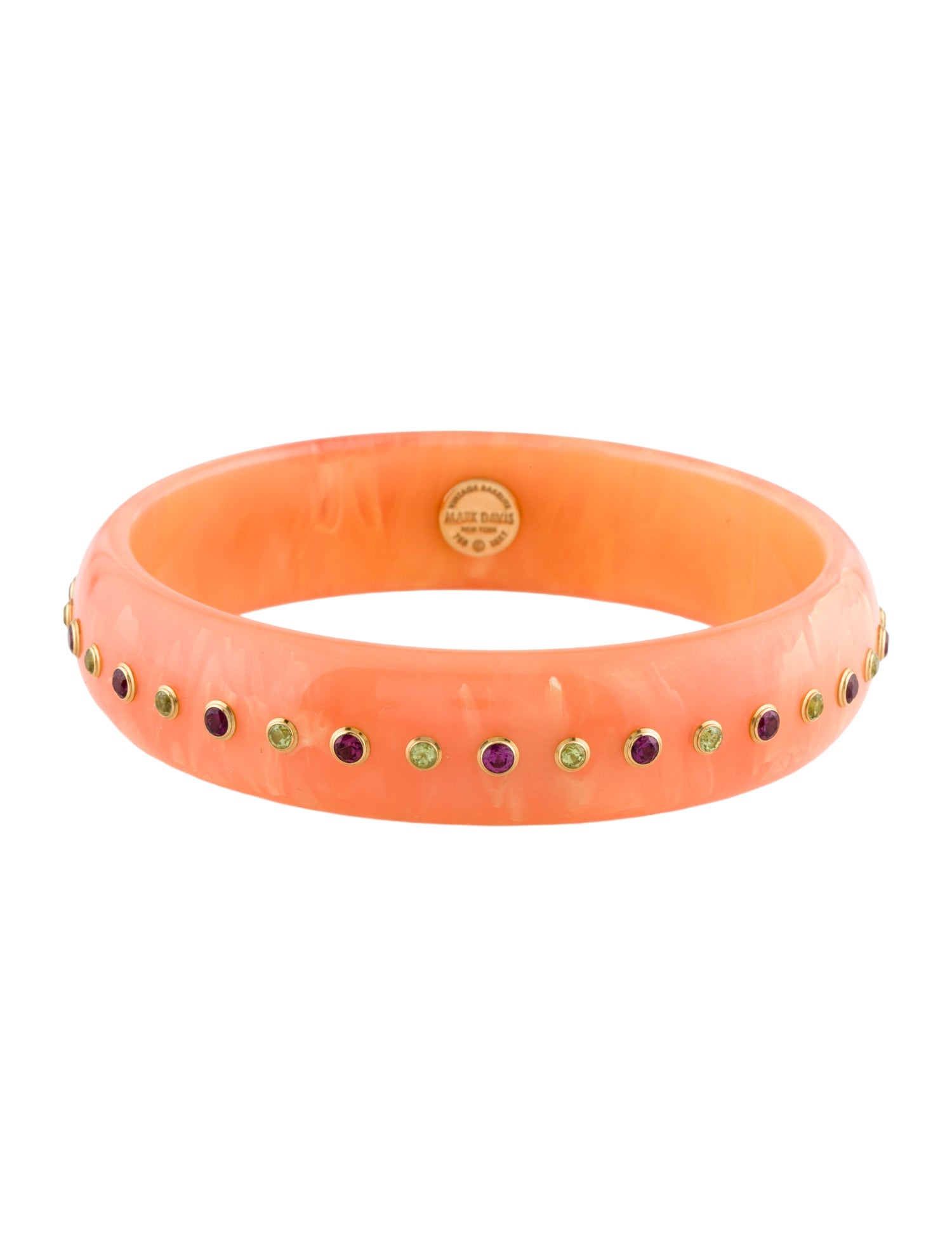 Mark Davis 18K Rhodolite & Peridot Bakelite Bangle