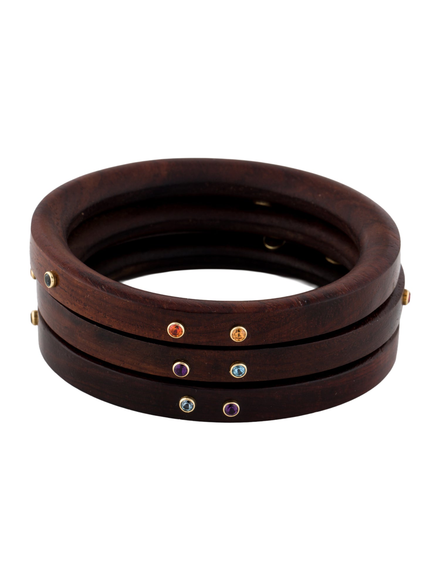 Mark Davis 18K Wood Multistone Bangle Set
