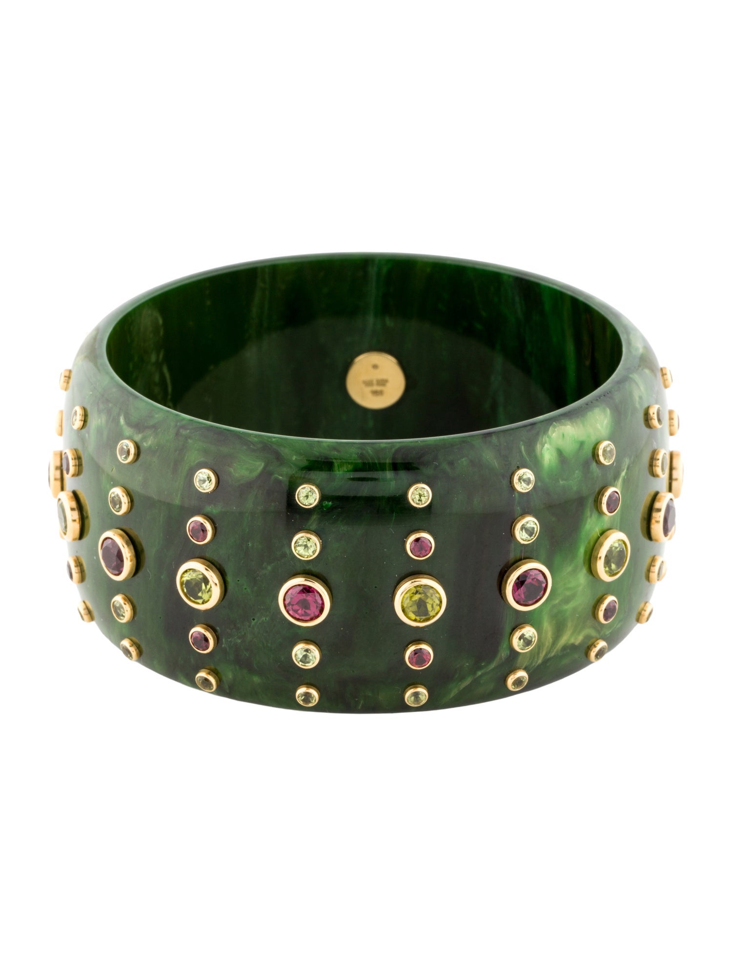 Mark Davis 18K Peridot, Garnet and Bakelite Bangle