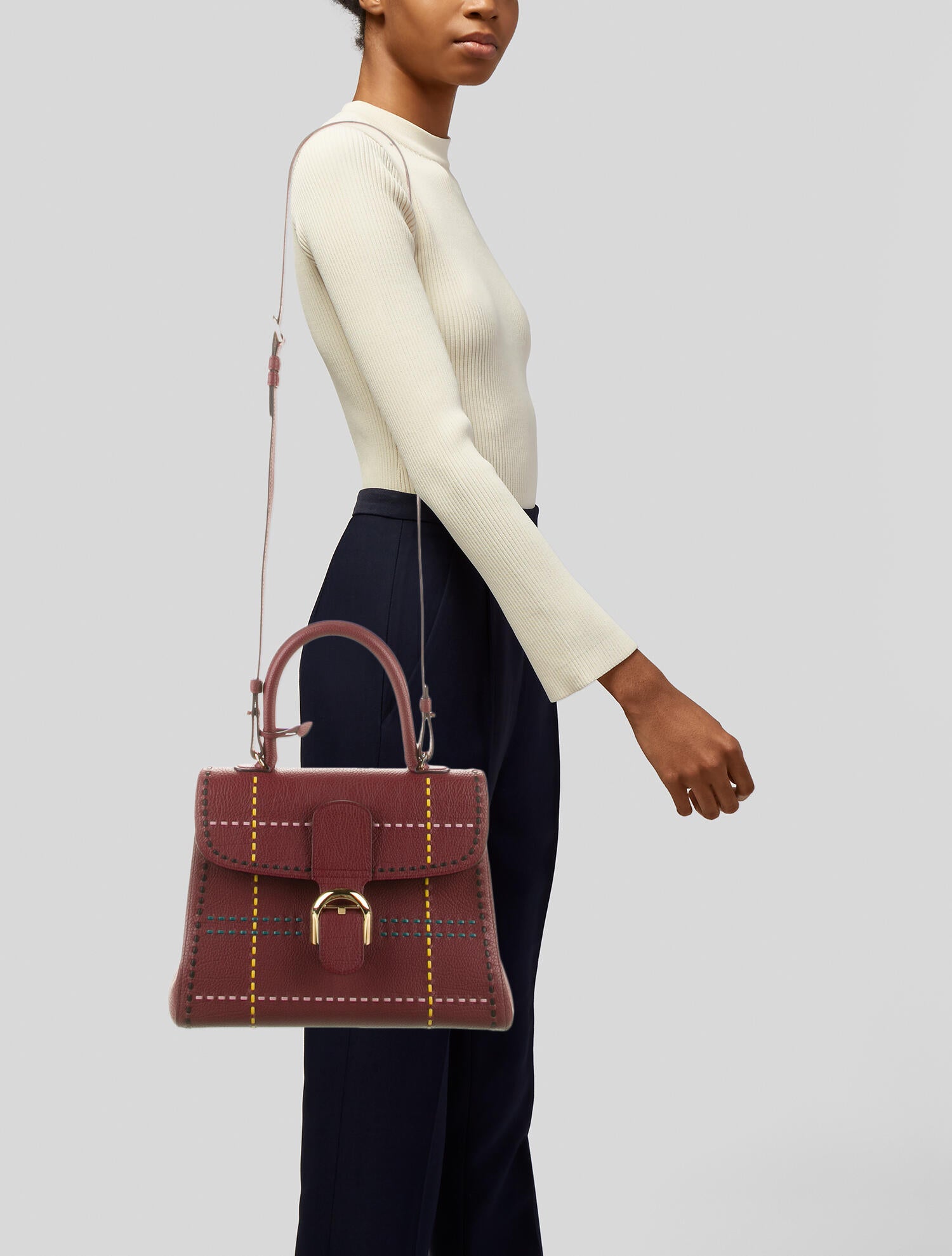 Delvaux Brillant MM - Burgundy Handle Bags, Handbags - DVX22289 | The ...