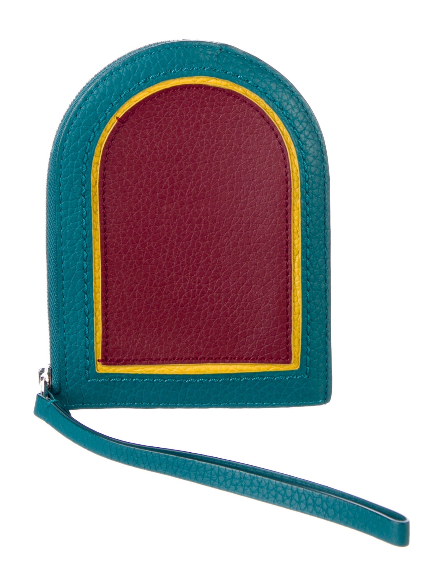 Delvaux Leather Colorblock Pattern Wristlet