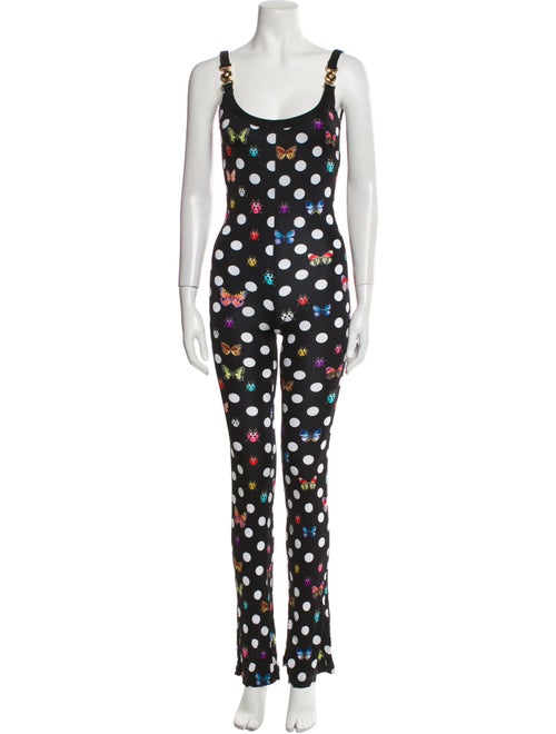 Versace x Dua Lipa Polka Dot Print Scoop Neck Jumpsuit