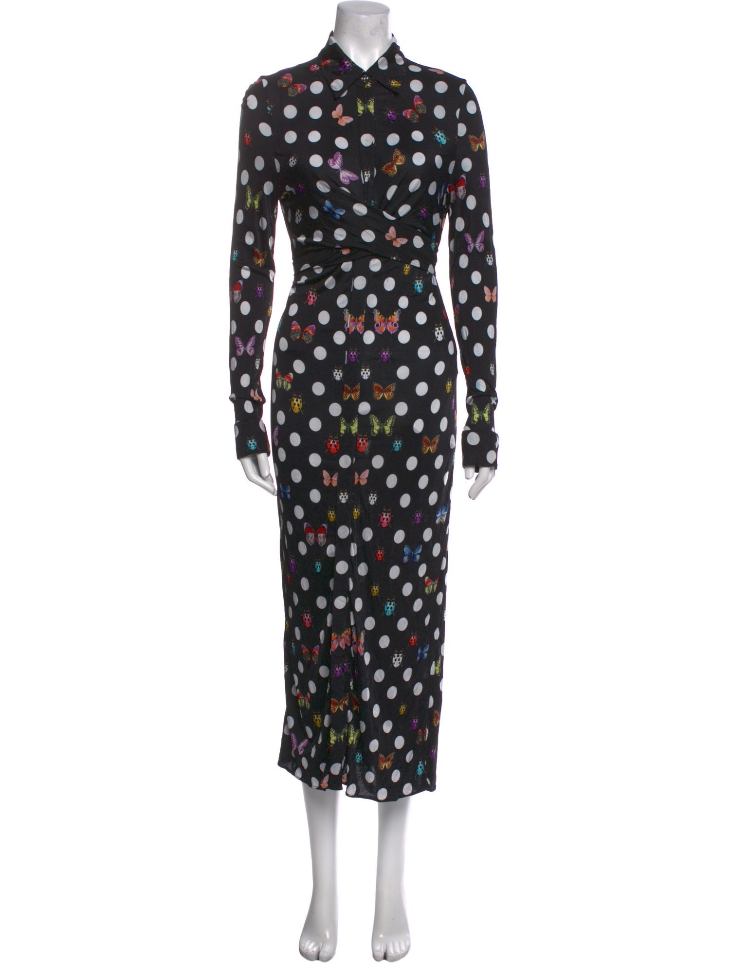 Versace x Dua Lipa Polka Dot Print Long Dress