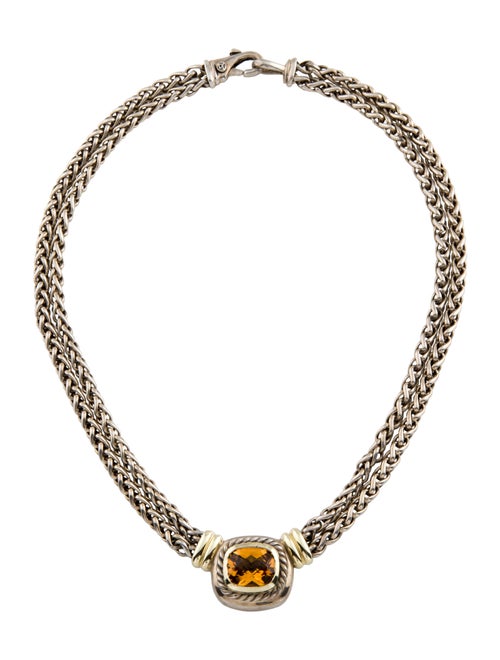 David Yurman Citrine Double Wheat Chain Albion Pendant Necklace
