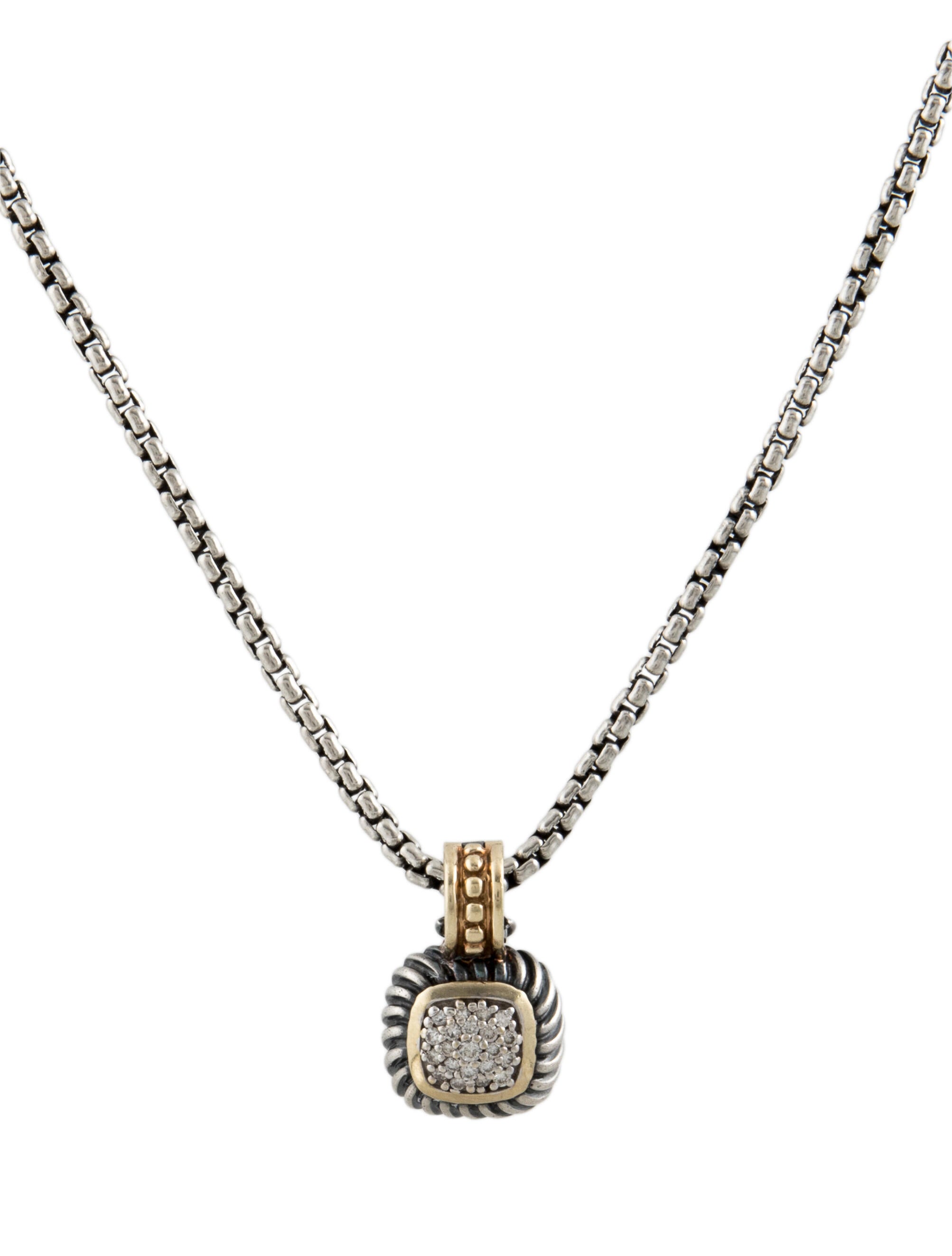 David Yurman TwoTone Diamond Acorn Pendant Necklace 18K Yellow Gold