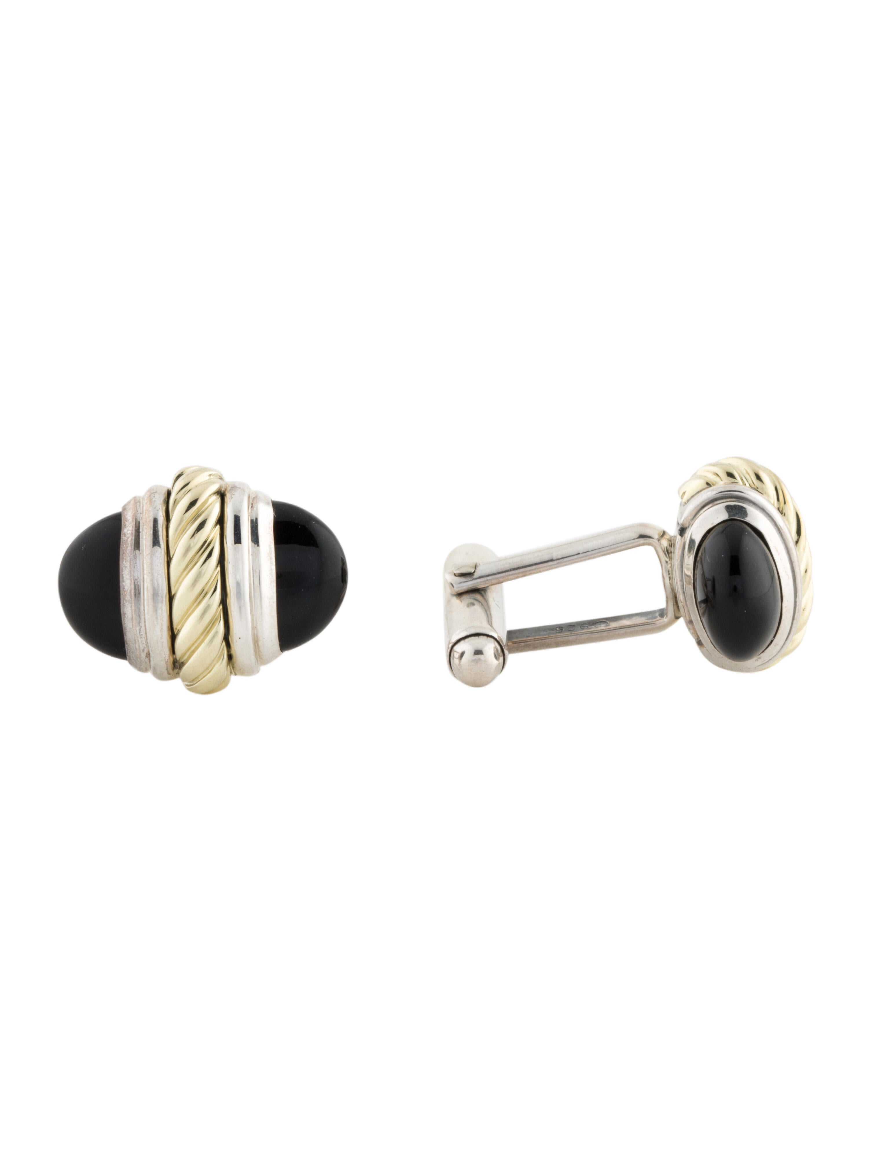 David Yurman Topaz & Diamond Albion Cufflinks Stainless Steel
