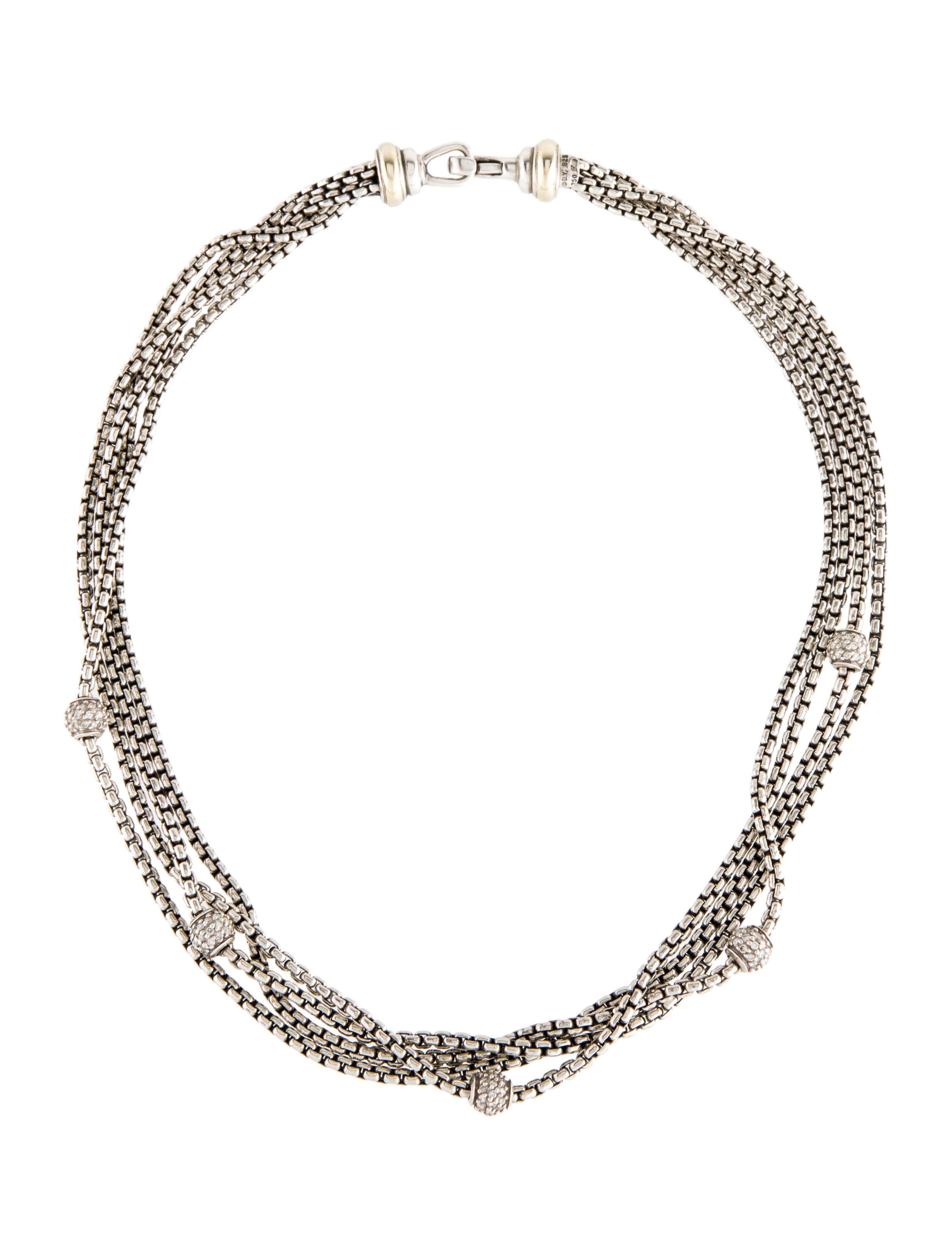 David Yurman Diamond Four Row Small Chain Necklace