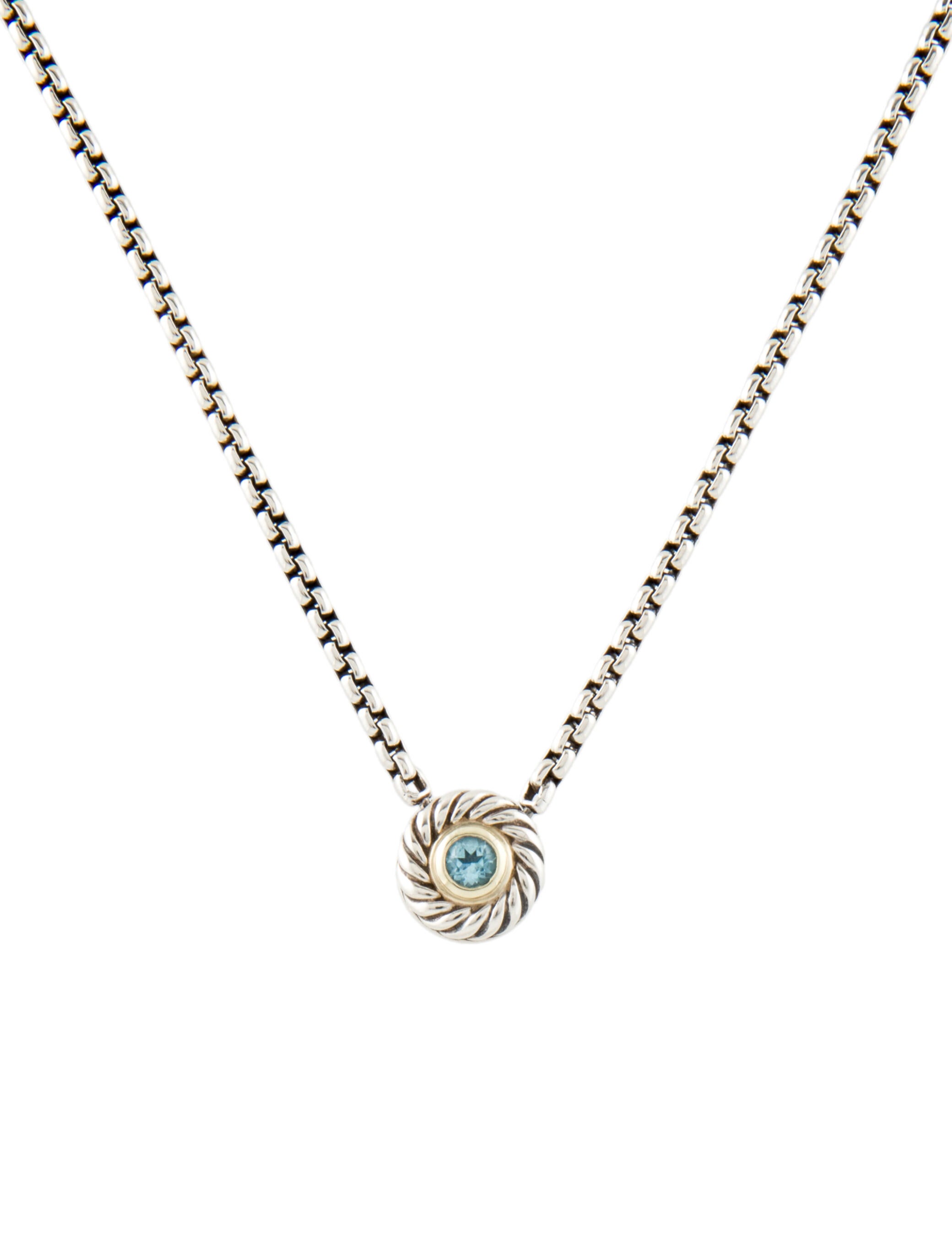 David Yurman Topaz Cable Cookie Pendant Necklace