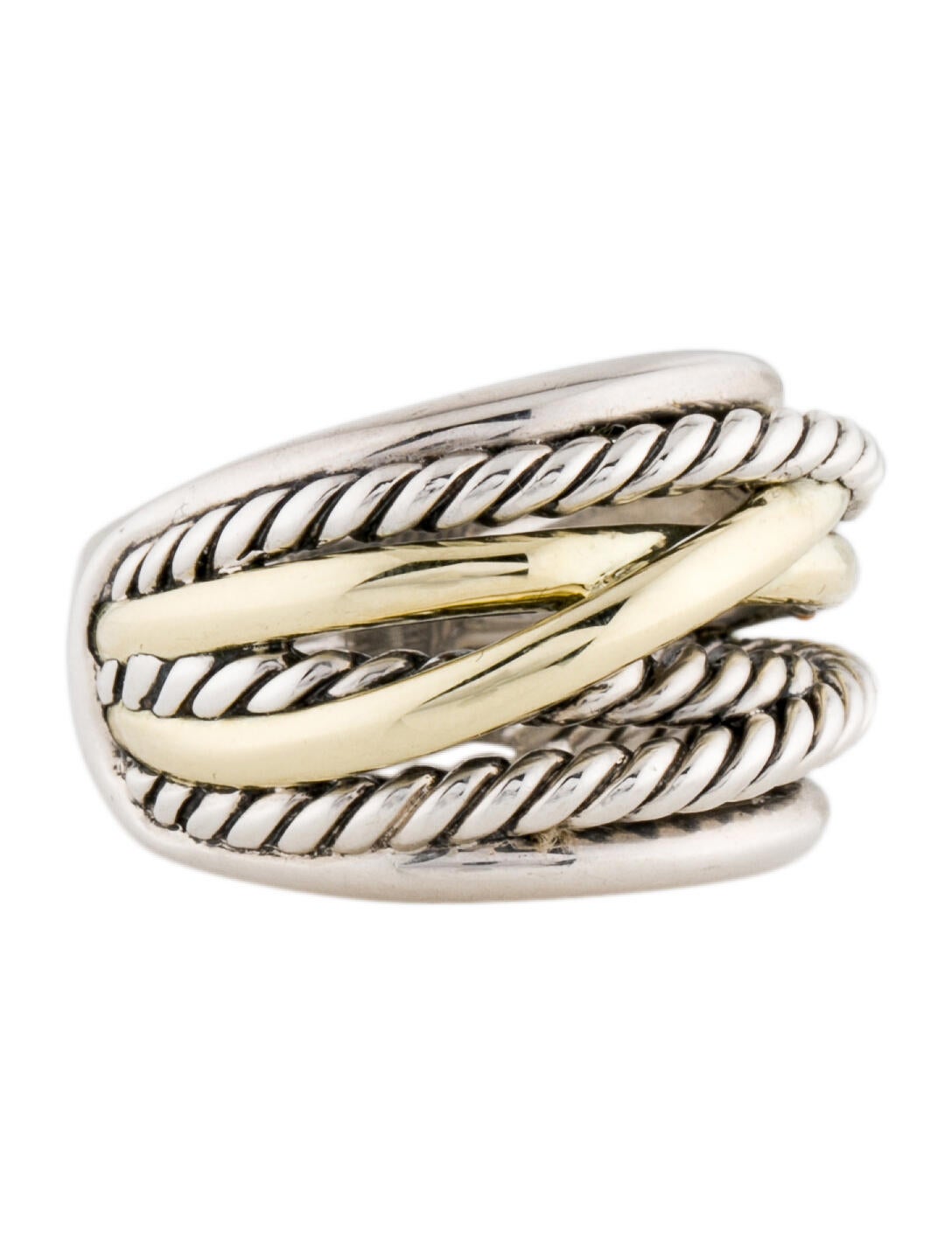 David Yurman Two-Tone Crossover Wide Ring