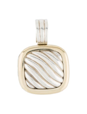 David Yurman Two-Tone Sculpted Cable Square Locket Pendant