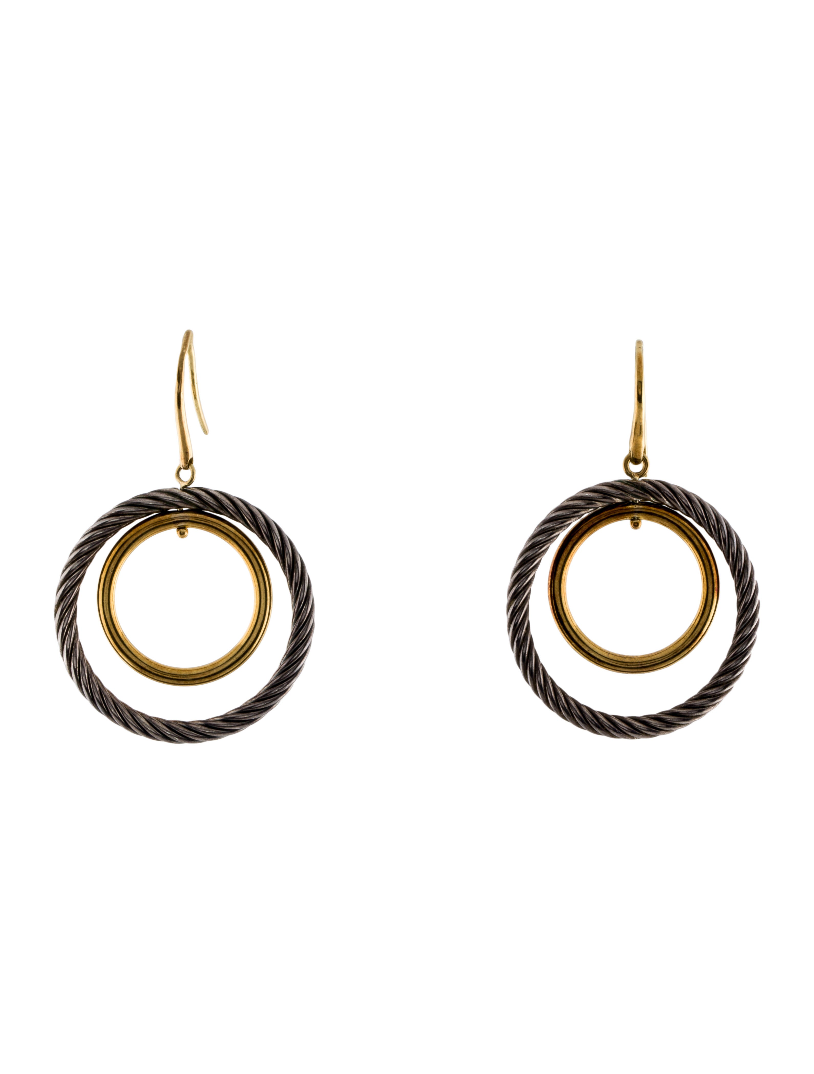 David Yurman Two-Tone Circle Mobile Drop Earrings