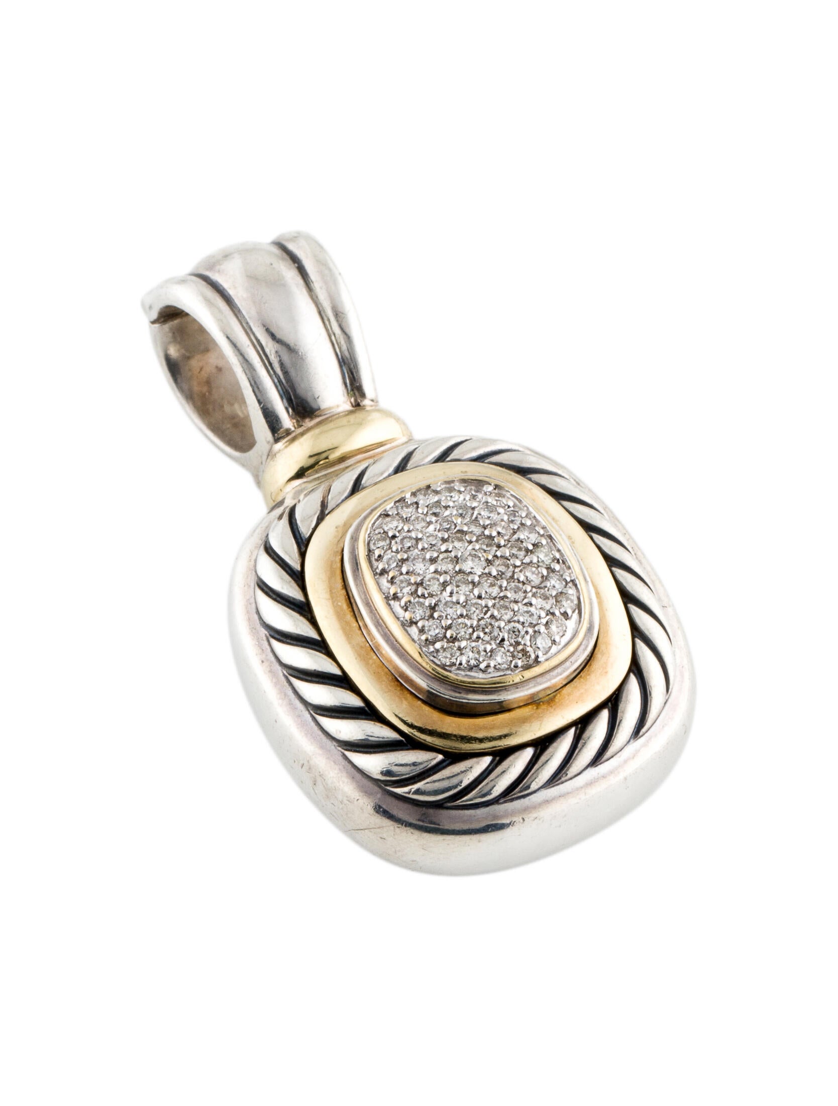 David Yurman 18K Diamond & Pearl Pendant 18K Yellow Gold Pendant