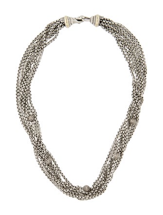 David Yurman Two-Tone Pavé Diamond Ball Multistrand Necklace