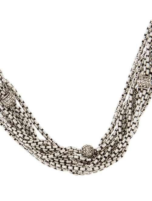 David Yurman Two-Tone Pavé Diamond Ball Multistrand Necklace