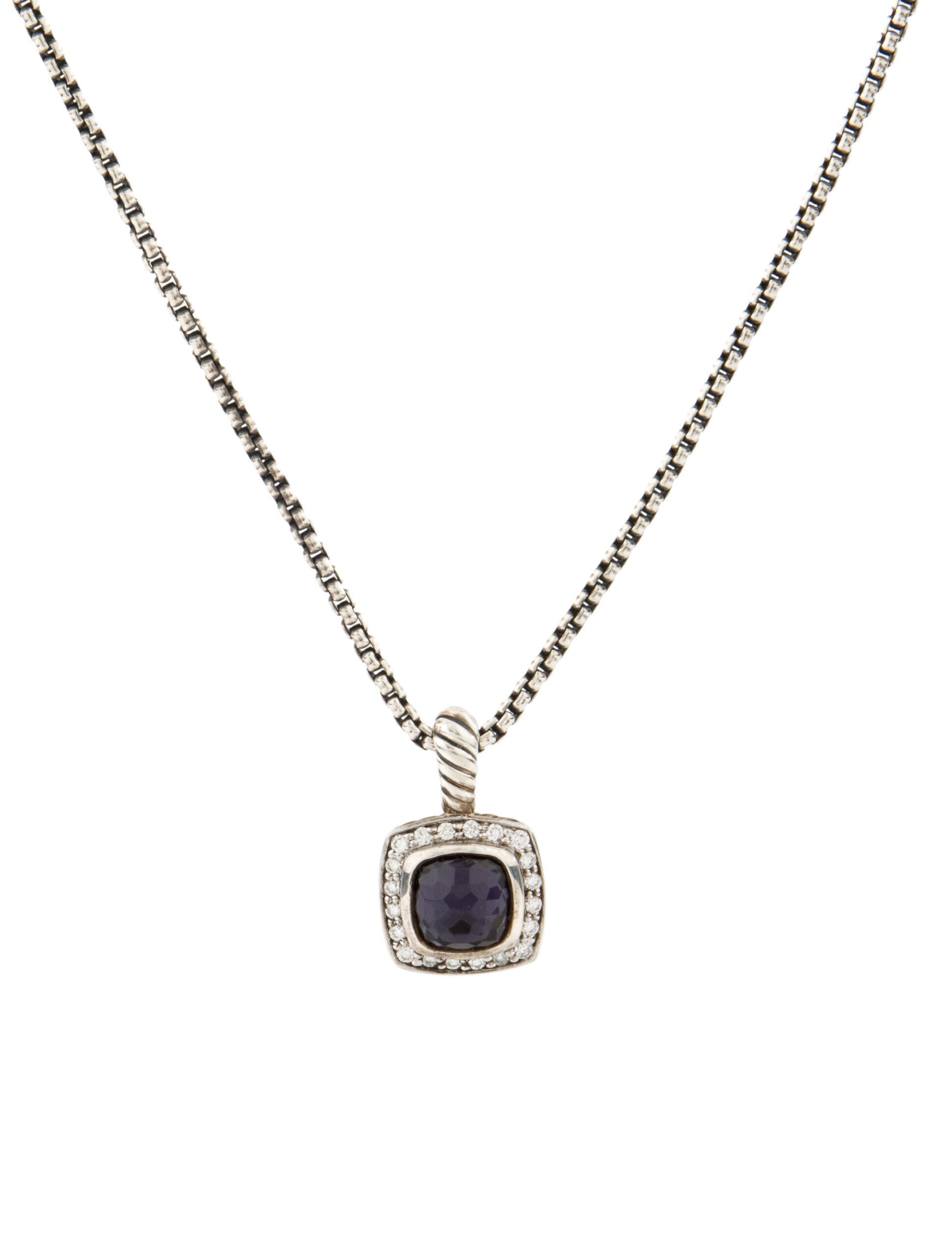 David Yurman Black Orchid & Diamond Petite Albion Pendant Necklace