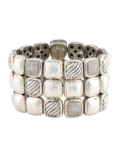 David Yurman Diamond Three-Row Chiclet Bracelet