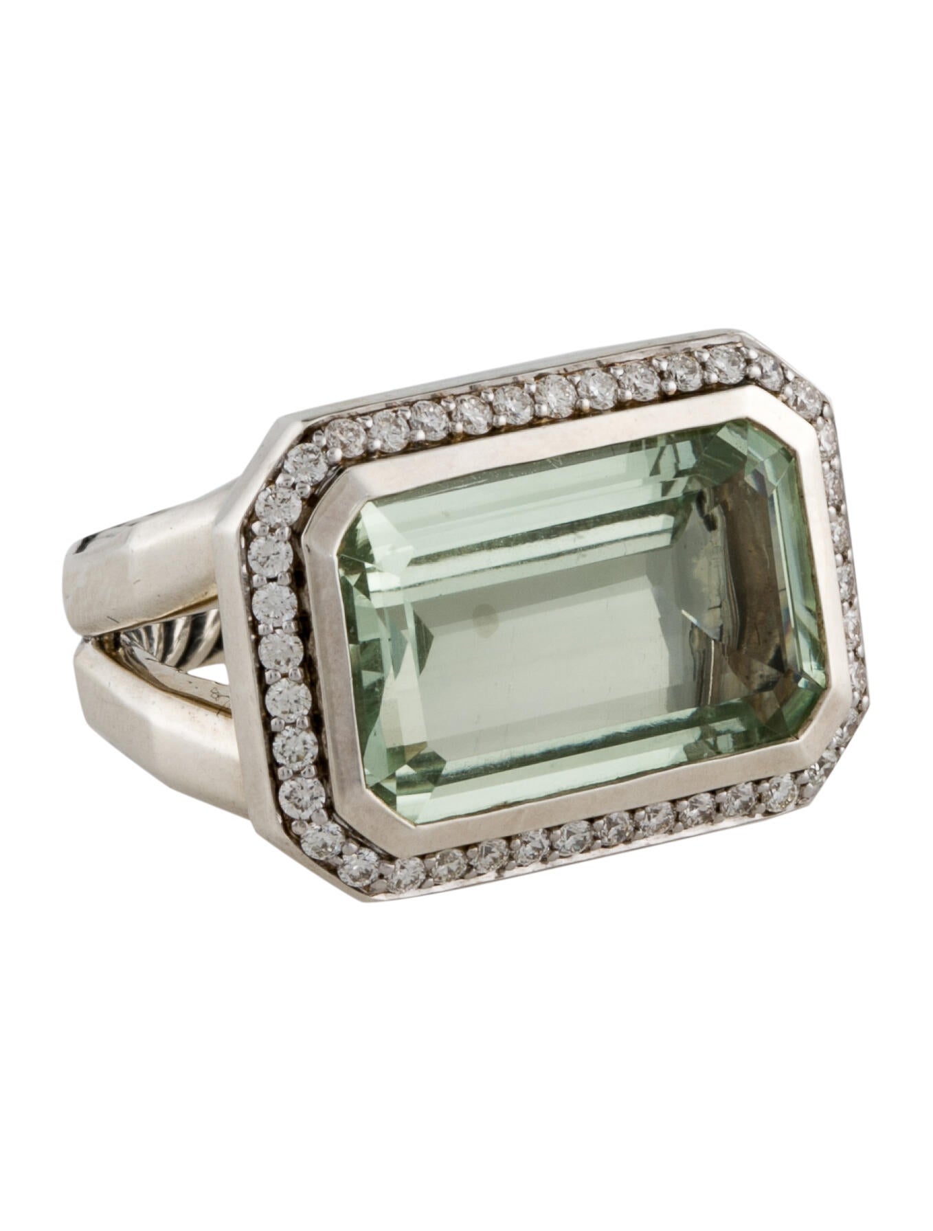 David Yurman Prasiolite & Diamond Novella Ring Sterling Silver