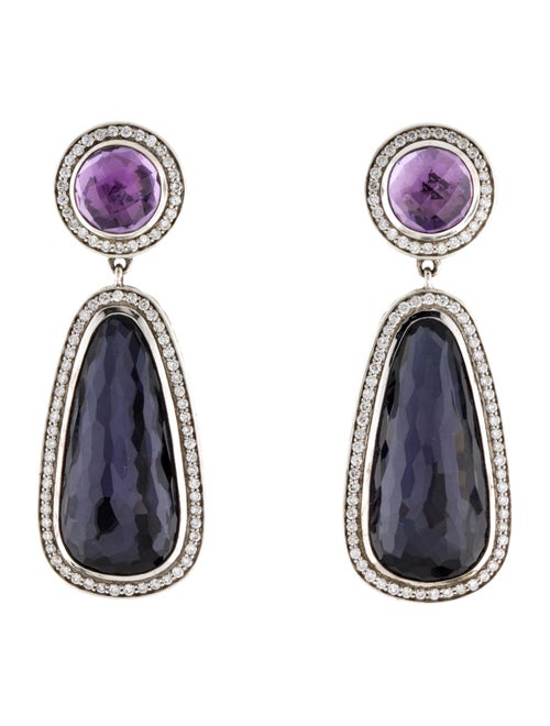 David Yurman Amethyst, Black Orchid, & Diamond Drop Earrings