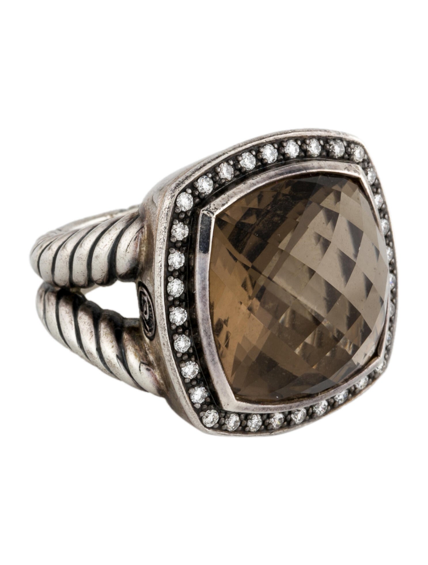 David Yurman Smoky Quartz & Diamond Moonlight Ice Collection Cocktail Ring