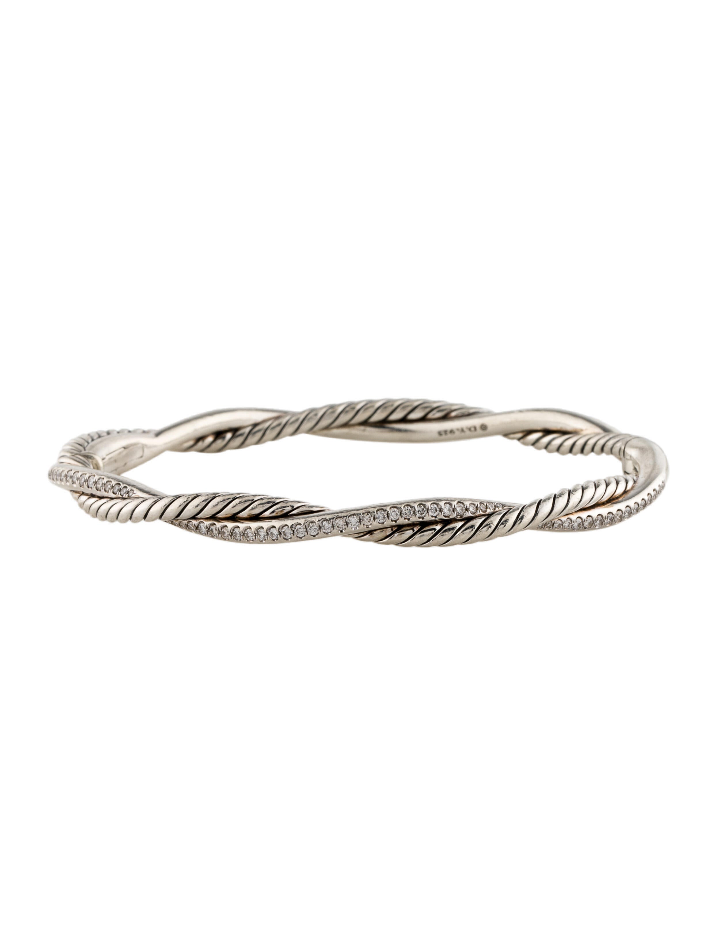 David Yurman Diamond Petite Pavé Twisted Wire Bracelet