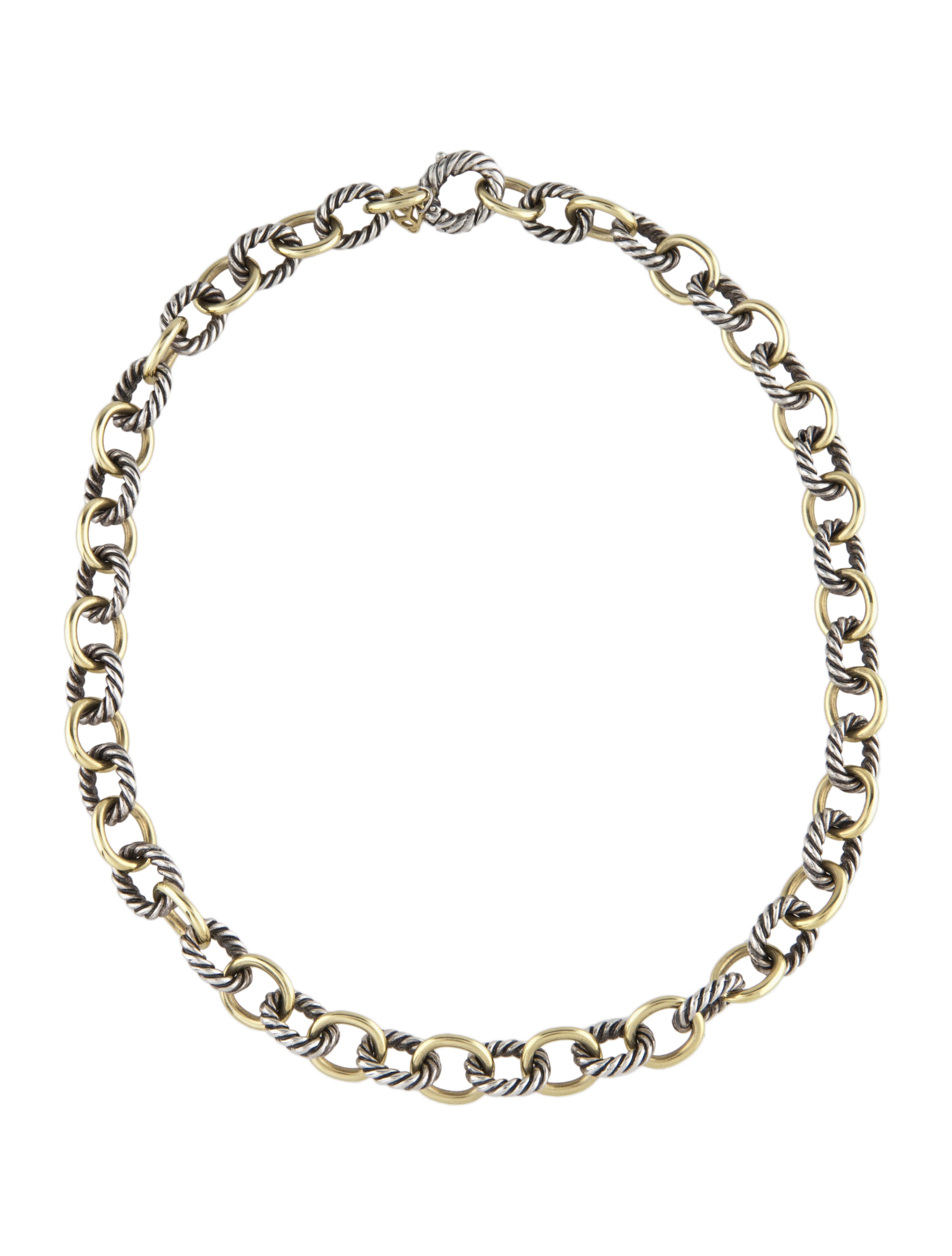 David Yurman Two-Tone Madison Oval Chain Link Necklace